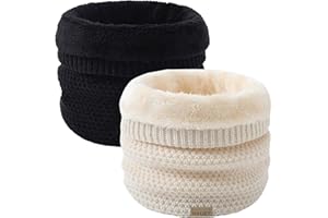 HYUET Cache-Cou Hiver Écharpe Circulaire Tricotée Tour de Cou Col Épaisse Cache Cou Doublée de Tube Écharpe en Polaire Thermique Doux Hommes Femmes Hiver pour le Ski Moto Vélo