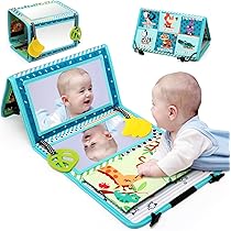 Zyluniy Baby Spiegel Spielzeug - Faltbar Mit Kontrastkarten & Knisterbuch (0-12 Monate)