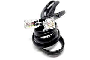 MainCore 1m long RJ10 Plug to RJ10 Plug (4P4C) Flat Telephone Handset Receiver Cable Lead (Available in 1m, 2m, 3m, 5m, 10m) (1m, Black)