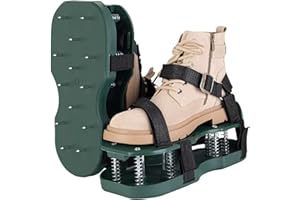 DUCHIFAD Lawn Aerator Shoes with Spring Base Grass Aeration Air Tool Soil Aerator Adjustable Straps Automatic Cleaning of Dirt Aeration Shoes for Aerating Yard Patio Garden Heavy Duty Spiked