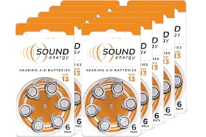 Energizer Sound Energy Hörgerätebatterien Größe 13 (60 Stück) Vorratspack, Zink-Luft, Lange Laufzeit, quecksilberfrei, Batterien für Hörgeräte & Hörhilfen, Made In Europe, Exklusiv bei Amazon