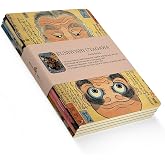 Retronote Faces Series - A5, Kuniyoshi Utagawa 4-Piece Notebook Set I, Unlined, Total 256 Pages, 64 Pages Each, Wire Stitching,
