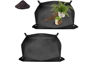 LUMOOM Pack of 2 Plant Mat, Plant Repotting Mat, Garden Mat, Plant Mat, Black PE Plant Mat, Waterproof Plant Mat, Garden Mat, for Repotting, Succulents (50 x 50 cm)