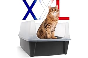Iris Ohyama, Bac Litière pour Chat XXL, Maison de Toilette, Gris, Caisse Litière, Rebords Amovibles, Anti-Fuite, Nettoyage Facile, pour Grand Chat Adulte, Deux Chats, Maine Coon, sans BPA - CLH-XL