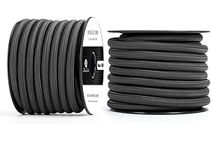 Abma Cord Bungee Cord 10mm 10M Elastic Shock Cord 100% Stretch Elastic Bungee Rope for Tarpaulin, Trailer, Backpack, Tent Pole, Kayak - Black