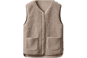 Yutdeng Gilet Donna Invernale Senza Maniche in Pile Caldo con Zip Smanicato Elegante Donna Giubbotto Teddy con Scollo a V Leggero Panciotto con Tasche