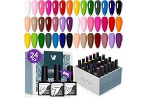 VANREESA Gel Nail Polish Set, 21+3 U V Gel Nail Polish with Base and Top Coat White Pink Brown Blue Green Gels Polish Set Suitable for All Seasons Nail Salon Kit Gifts for Women DIY at Home