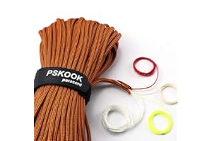 PSKOOK Paracord Survival Cord with Waxed Tinder Fishing Line Cotton Thread Outdoor Commercial Grade Braided Fire Parachute Cord Ropes