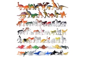 ELECLAND 60 szt. figurek zwierząt, zabawki, mini stworzenia morskie, figurki zwierząt gospodarskich, figurki dinozaurów, zabawki, figurki zwierząt safari, figurki zwierząt leśnych, mini toppery na