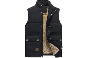 KEFITEVD Men's Gilet Winter Fleece Lined Sleeveless Jacket Windproof Body Warmers Fishing Work Vest with Multi Pockets