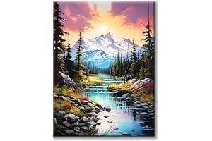 Yiminu.DS Diamond Painting Kit Completo 1 Pezzi, Diamanti Painting Kit 5D Adulti, Pittura Diamante Quadri Con Perline, 30Cm X 40Cm, Paesaggio montagna fiume