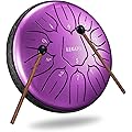 LEKATO Steel Tongue Drum à 6 Pouce 11 Notes Ré(D) Majeur, Steel Handpan Mini Tambour à Langue pour Débutant, Idéal Pour Méditation, Yoga, Education Musicale, Violet Nacré