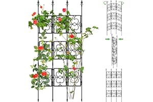 MQHUAYU Rankgitter Metall 200cm x 90cm, 3er Set, Rankhilfen für Kletterpflanzen, Rosengitter aus Metall Stabil, Rankgitter Rosen Verstellbare Höhe, Schwarz