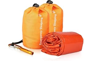 EEEKit överlevnad bivy väskor, 2-pack vattentäta mylar nödsovfiltar med visselpipa utrustning för camping vandring