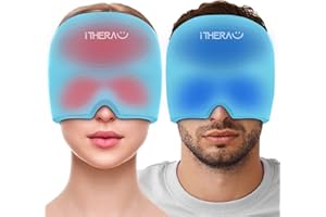 I THERAU ITHERAU Bonnet de refroidissement pour migraine - 2 pièces - Bonnet migraine - Maux de tête - En relief - Coussinets de refroidissement en gel