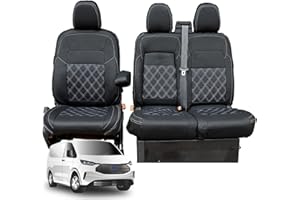 PRIMUS SEAT COVERS Seat Covers to fit the Ford Transit Custom 2024 Onwards | Driver & Double Passenger with Fold Down Tray | Leatherette to Fit the Ford Transit Custom Seat Covers