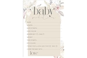 THE LITTLE PARTY COMPANY Baby Shower Games - Pack of 20 Baby Prediction Cards- Pampas Boho Floral Design (BSPamPR20)