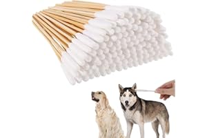 KARELLS 200 sztuk patyczków higienicznych dla psów, do czyszczenia uszu, dla zwierząt domowych, długie patyczki do czyszczenia uszu, patyczki do czyszczenia uszu dla zwierząt domowych i psów