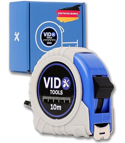 MIB Taschenrollbandmaß 10m | Magnetischer Endhaken & Gürtelclip | Mit Feststeller & Rücklauf