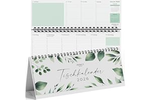 ‎MILULA STUDIOS Tischkalender 2026 Quer mit Aufsteller – Wochenkalender zum Aufstellen als Stehkalender – Kalender 2026 Tischkalender Büro – Schreibtischkalender 2026 Wochenübersicht – Nachhaltig & Klimafreundlich