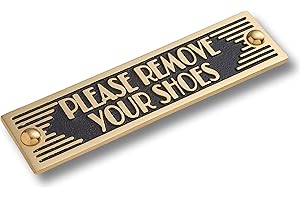 The Metal Foundry Please Remove Your Shoes Metal Door Sign. Art Deco Style Home Decor Accessories Door Or Wall Brass Plaque. Handmade In England.