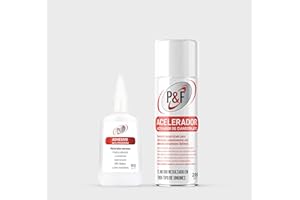 AEROSOLES P&F P&F CIANOCRILATO con ACTIVADOR Adhesivo instantáneo para materiales porosos madera cuero goma plástico PVC neopreno cartón metacrilato Pegamento rápido y fuerte tipo gel PROFESIONAL 50gr+20ml.