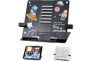 MEETYOURS Leseständer Für Kinder Schule, Uchständer Metall Faltbar Multifunktional Buchständer, Buchstütze Kinder Tragbarer Verstellbarer Lesehalterhalter Kochbuch-Dokumentenhalter (Schwarz)…