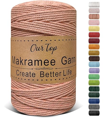 OurTop Premium macramégaren, 3 mm x 300 m voor macramé, koord, macramé koord, garen voor doe-het-zelf handwerk, weefdecoratie, hangplanthanger