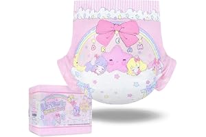 LittleForBig ultraabsorberande 7 000 ml justerbar krok och ögla fäststängning vuxen tryckt tyg baksida blöja 10 delar – Fairy Littles in Dreamland (M)