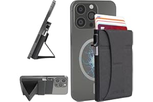 ANTEGE Tarjetero MagSafe de Cuero Vegano con Soporte Ajustable y Bloqueo RFID, Magsafe Wallet Apple, Cartera Magnética Compatible con iPhone 12 13 14 15 16. Capacidad para 7 Tarjetas (Negro/Plata)