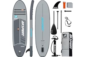 AKSPORT Tavola SUP Gonfiabile, SUP con Tutti gli Accessori, Design Ampio e Stabile, Ponte Antiscivolo, Paddle Board Gonfiabile per Giovani e Adulti