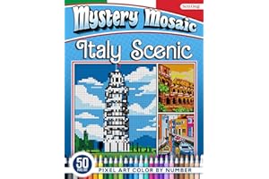Italy Scenic Mystery Mosaics Color by Number: 50 Pixel Art Iconic Landmarks and Breathtaking Views