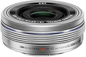 OM SYSTEM M Zuiko Digital 14-42mm F3.5-5.6 EZ Objektiv, Standardzoom, geeignet für alle MFT-Kameras (Olympus OM-D und Pen Modelle, Panasonic G-Serie), Silber