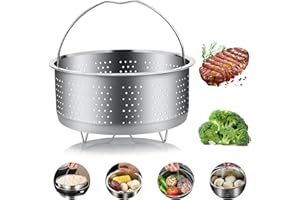 Williyatt Panier à Vapeur, 304 Acier Inoxydable Panier Autocuiseur, Panier Vapeur, Insert pour Cuisson à Vapeur avec Poignée Recouverte, pour la Cuisson des Légumes et des Aliments (17.5)