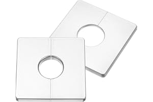 sourcing map 2Pcs ABS Plastics Square Shaped Escutcheon Plate, Wall Split Flange, 33mm Diameter Wall-Mounted Pipe Mouth Decorative Cover, Silver