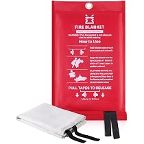 TechBest Coperta antincendio in vetroresina - Coperta ignifuga con manici per emergenza, protezione e isolamento termico in cucina, camino, griglia