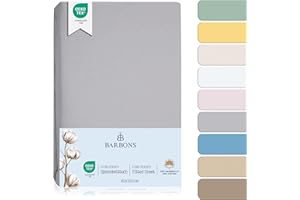‎BARBONS BARBONS Spannbettlaken für Baby/Kinderbett - 100% Jersey-Baumwolle Oeko-TEX Standard 100 Zertifiziert 60x120cm Bettlaken für Babybett (Hellgrau)