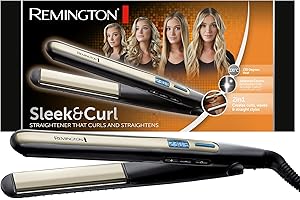 ‎REMINGTON Remington Glätteisen Sleek & Curl (abgerundetes Design -ideal zum Glätten & Stylen von Locken und Wellen, hochwertige Ultra-Turmalin-Keramikbeschichtung) LCD-Display, 150-230°C, Haarglätter S6500