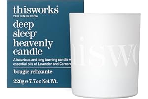 This Works Deep Sleep Heavenly Candle, 220 g - Luxury Candle Enriched with Essential Oils of Lavender, Camomile and Vetivert - Hand Poured Scented Candle with a 40hr Burn Time for a Calming Experience