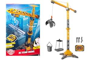 Dickie Toys - 203729023 Radiostyrd Titan Crane - Radiostyrd Lyftkran (150 cm) med 2,4 GHz, 360° Rotation, upp/ned och Sidofunktioner, USB-laddning, Från 3 år