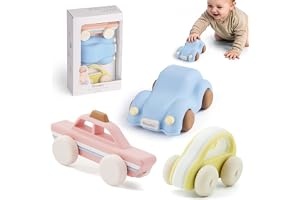 Moonkie Roll & Go Leksaksbilar i Silikon(3 st), Mjuka Leksaksbilset, Present till Bebisar, Småbarn & Barn, Bitleksaker för Po