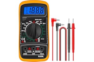 GENERIC Multímetro Digital Profesional, Tester Eléctrico con Pantalla Retroiluminada, Medición AC/DC de Voltaje y Corriente, Continuidad, Diodos y Transistores HFE, Funda protectora