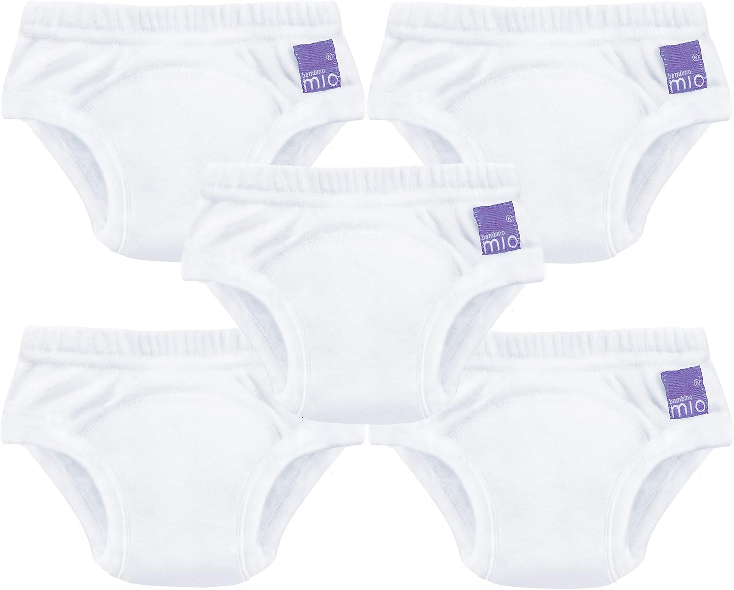 Bambino Mio, Reusable Potty Training Pants for Boys and Girls, 5 Pack (White, 3+ Years)