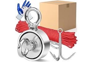 Dawumin Magnetfischen Set 480KG, Doppelseitiges Neodym Ösenmagnet Magnet Angelset, Magnet zum Magnetfischen Ø 67mm Suchmagnet mit 20m Seil, Handschuhen und Suchanker