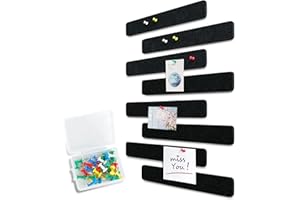 Uoisaiko Lavagna in Feltro di Sughero, 8 Strisce di Bacheca Sughero da Parete 33x5cm con 40 Puntine, per Foto e Appunti in Casa e Ufficio