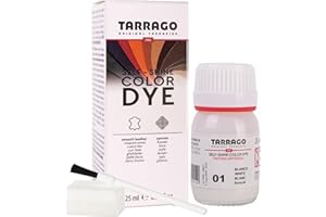TARRAGO Colori e Tinture per Scarpe o Borse 25 ml | Pelle Naturale e Sintetica | Con Pennello e Spugna Applicatore ((01) Bianco)