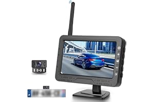 Rimoody Caméra de Recul Sans Fil, 4.3 Pouces HD IPS Moniteur IP69 Imperméable Vision Nocturne, Grand Angle/Aide au Recul/Image Flip Caméra de Recul pour Camping Car Caravane Camions Remorques Coitures