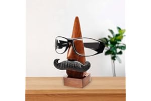 KSJONE Hand Carved Glasses Stand Holder Spectacle Display Stand Sunglasses Eyeglass Holder Creative Reading Glasses Holder for men Women Home Office Decoration Car Ornament (Moustache)