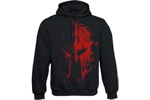 BADDERY Odzież męska na siłownię – Sparta kask krwisty – koszulka lub bluza z kapturem – Sparta Tshirt/sweter męski – odzież fitness