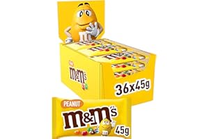 M&M'S PEANUT - Bonbons chocolat au lait et cacahuètes - Grand format contenant 36 sachets de 45g pour Halloween